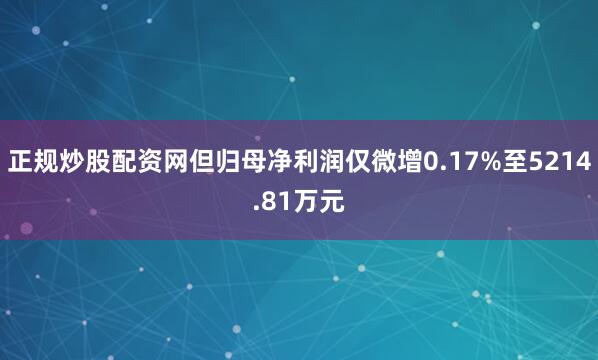 正规炒股配资网但归母净利润仅微增0.17%至5214.81万元